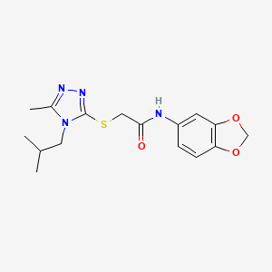 molecular formula C16H20N4O3S B4759947 N-1,3-benzodioxol-5-yl-2-[(4-isobutyl-5-methyl-4H-1,2,4-triazol-3-yl)thio]acetamide 