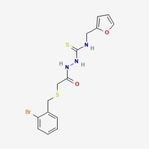 molecular formula C15H16BrN3O2S2 B4759968 2-{[(2-bromobenzyl)thio]acetyl}-N-(2-furylmethyl)hydrazinecarbothioamide 