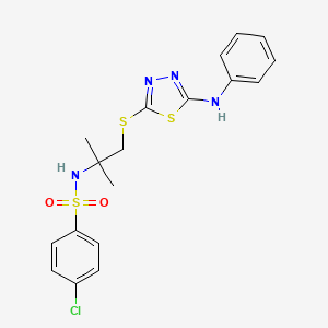 molecular formula C18H19ClN4O2S3 B4759974 N-{2-[(5-anilino-1,3,4-thiadiazol-2-yl)thio]-1,1-dimethylethyl}-4-chlorobenzenesulfonamide 