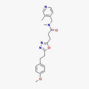 molecular formula C22H26N4O3 B4759981 3-{5-[2-(4-methoxyphenyl)ethyl]-1,3,4-oxadiazol-2-yl}-N-methyl-N-[(3-methyl-4-pyridinyl)methyl]propanamide 