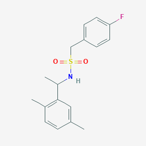 molecular formula C17H20FNO2S B4759990 N-[1-(2,5-dimethylphenyl)ethyl]-1-(4-fluorophenyl)methanesulfonamide 
