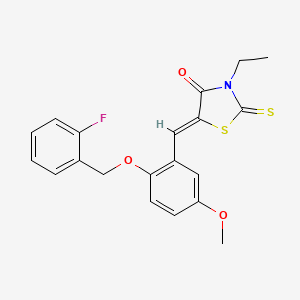 molecular formula C20H18FNO3S2 B4759996 3-ethyl-5-{2-[(2-fluorobenzyl)oxy]-5-methoxybenzylidene}-2-thioxo-1,3-thiazolidin-4-one 