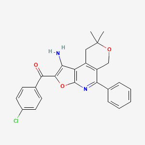 molecular formula C25H21ClN2O3 B4760004 (1-amino-8,8-dimethyl-5-phenyl-8,9-dihydro-6H-furo[2,3-b]pyrano[4,3-d]pyridin-2-yl)(4-chlorophenyl)methanone CAS No. 172985-32-9