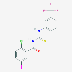 molecular formula C15H9ClF3IN2OS B4760048 2-chloro-5-iodo-N-({[3-(trifluoromethyl)phenyl]amino}carbonothioyl)benzamide 