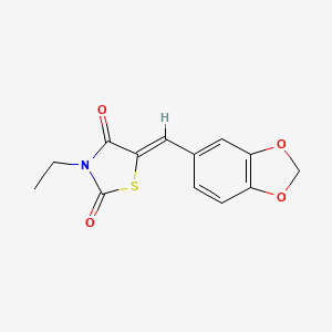 molecular formula C13H11NO4S B4760098 5-(1,3-benzodioxol-5-ylmethylene)-3-ethyl-1,3-thiazolidine-2,4-dione 