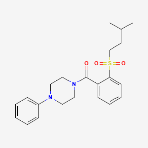 molecular formula C22H28N2O3S B4760115 1-{2-[(3-methylbutyl)sulfonyl]benzoyl}-4-phenylpiperazine 