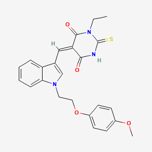 molecular formula C24H23N3O4S B4760141 1-ethyl-5-({1-[2-(4-methoxyphenoxy)ethyl]-1H-indol-3-yl}methylene)-2-thioxodihydro-4,6(1H,5H)-pyrimidinedione 