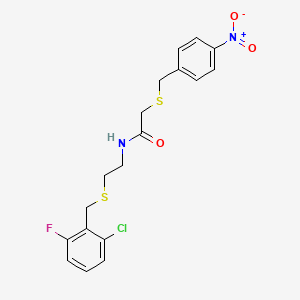 molecular formula C18H18ClFN2O3S2 B4760150 N-{2-[(2-chloro-6-fluorobenzyl)thio]ethyl}-2-[(4-nitrobenzyl)thio]acetamide 