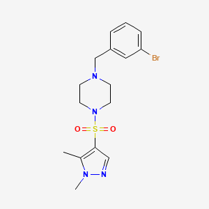 molecular formula C16H21BrN4O2S B4760170 1-(3-bromobenzyl)-4-[(1,5-dimethyl-1H-pyrazol-4-yl)sulfonyl]piperazine 