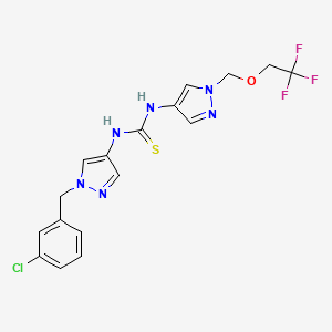 molecular formula C17H16ClF3N6OS B4760203 N-[1-(3-chlorobenzyl)-1H-pyrazol-4-yl]-N'-{1-[(2,2,2-trifluoroethoxy)methyl]-1H-pyrazol-4-yl}thiourea 