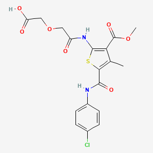 molecular formula C18H17ClN2O7S B4760217 (2-{[5-{[(4-chlorophenyl)amino]carbonyl}-3-(methoxycarbonyl)-4-methyl-2-thienyl]amino}-2-oxoethoxy)acetic acid 