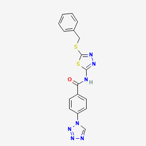 molecular formula C17H13N7OS2 B4760221 N-[5-(benzylthio)-1,3,4-thiadiazol-2-yl]-4-(1H-tetrazol-1-yl)benzamide 