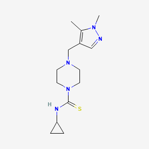 molecular formula C14H23N5S B4760233 N-cyclopropyl-4-[(1,5-dimethyl-1H-pyrazol-4-yl)methyl]-1-piperazinecarbothioamide 