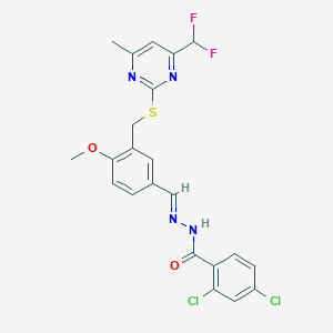 molecular formula C22H18Cl2F2N4O2S B4760267 2,4-dichloro-N'-[3-({[4-(difluoromethyl)-6-methyl-2-pyrimidinyl]thio}methyl)-4-methoxybenzylidene]benzohydrazide 