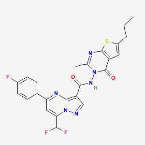 molecular formula C24H19F3N6O2S B4760275 7-(difluoromethyl)-5-(4-fluorophenyl)-N-(2-methyl-4-oxo-6-propylthieno[2,3-d]pyrimidin-3(4H)-yl)pyrazolo[1,5-a]pyrimidine-3-carboxamide 