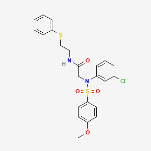molecular formula C23H23ClN2O4S2 B4760280 N~2~-(3-chlorophenyl)-N~2~-[(4-methoxyphenyl)sulfonyl]-N~1~-[2-(phenylthio)ethyl]glycinamide 