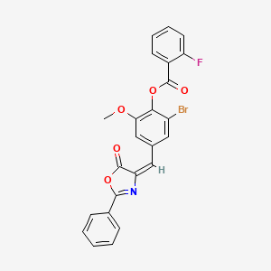 molecular formula C24H15BrFNO5 B4760285 2-bromo-6-methoxy-4-[(5-oxo-2-phenyl-1,3-oxazol-4(5H)-ylidene)methyl]phenyl 2-fluorobenzoate 