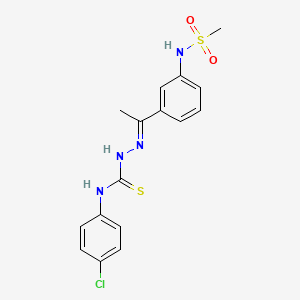 molecular formula C16H17ClN4O2S2 B4760290 N-[3-(N-{[(4-chlorophenyl)amino]carbonothioyl}ethanehydrazonoyl)phenyl]methanesulfonamide 