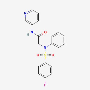 molecular formula C19H16FN3O3S B4760303 N~2~-[(4-fluorophenyl)sulfonyl]-N~2~-phenyl-N~1~-3-pyridinylglycinamide 
