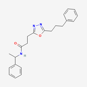 molecular formula C22H25N3O2 B4760333 N-(1-phenylethyl)-3-[5-(3-phenylpropyl)-1,3,4-oxadiazol-2-yl]propanamide 