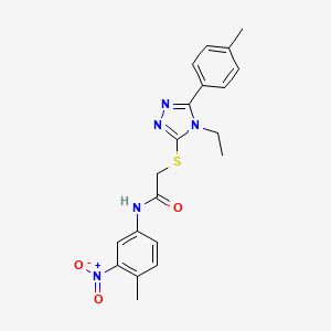 molecular formula C20H21N5O3S B4760344 2-{[4-ethyl-5-(4-methylphenyl)-4H-1,2,4-triazol-3-yl]thio}-N-(4-methyl-3-nitrophenyl)acetamide 