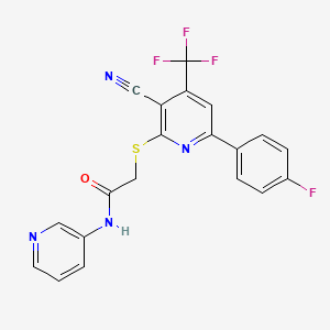 molecular formula C20H12F4N4OS B4760347 2-{[3-cyano-6-(4-fluorophenyl)-4-(trifluoromethyl)-2-pyridinyl]thio}-N-3-pyridinylacetamide 