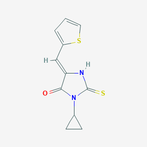 molecular formula C11H10N2OS2 B476035 3-Cyclopropyl-5-(2-thienylmethylene)-2-thioxo-4-imidazolidinone CAS No. 1164485-72-6