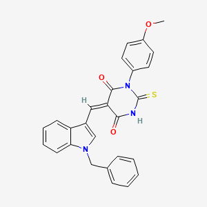 molecular formula C27H21N3O3S B4760368 5-[(1-benzyl-1H-indol-3-yl)methylene]-1-(4-methoxyphenyl)-2-thioxodihydro-4,6(1H,5H)-pyrimidinedione 