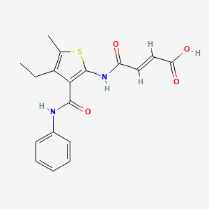 molecular formula C18H18N2O4S B4760417 4-{[3-(anilinocarbonyl)-4-ethyl-5-methyl-2-thienyl]amino}-4-oxo-2-butenoic acid 