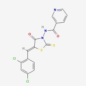 molecular formula C16H9Cl2N3O2S2 B4760432 N-[5-(2,4-dichlorobenzylidene)-4-oxo-2-thioxo-1,3-thiazolidin-3-yl]nicotinamide 