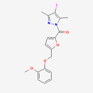 molecular formula C18H17IN2O4 B4760446 4-iodo-1-{5-[(2-methoxyphenoxy)methyl]-2-furoyl}-3,5-dimethyl-1H-pyrazole 