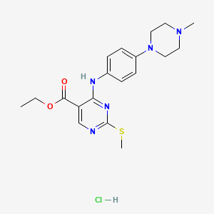 molecular formula C19H26ClN5O2S B4760459 ethyl 4-{[4-(4-methyl-1-piperazinyl)phenyl]amino}-2-(methylthio)-5-pyrimidinecarboxylate hydrochloride 