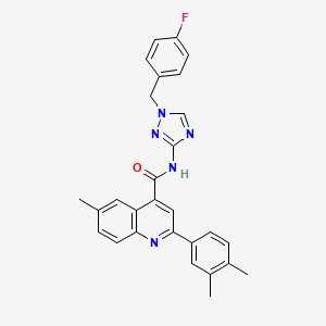 molecular formula C28H24FN5O B4760525 2-(3,4-dimethylphenyl)-N-[1-(4-fluorobenzyl)-1H-1,2,4-triazol-3-yl]-6-methyl-4-quinolinecarboxamide 