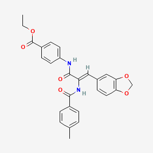 molecular formula C27H24N2O6 B4760528 ethyl 4-({3-(1,3-benzodioxol-5-yl)-2-[(4-methylbenzoyl)amino]acryloyl}amino)benzoate 