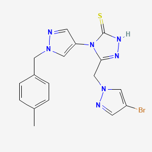 molecular formula C17H16BrN7S B4760591 5-[(4-bromo-1H-pyrazol-1-yl)methyl]-4-[1-(4-methylbenzyl)-1H-pyrazol-4-yl]-4H-1,2,4-triazole-3-thiol 