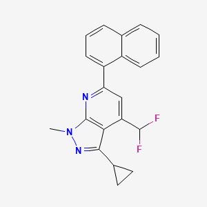 molecular formula C21H17F2N3 B4760617 3-cyclopropyl-4-(difluoromethyl)-1-methyl-6-(1-naphthyl)-1H-pyrazolo[3,4-b]pyridine 
