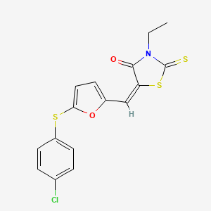 molecular formula C16H12ClNO2S3 B4760639 5-({5-[(4-chlorophenyl)thio]-2-furyl}methylene)-3-ethyl-2-thioxo-1,3-thiazolidin-4-one 