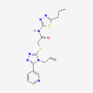 molecular formula C17H19N7OS2 B4760643 2-{[4-allyl-5-(3-pyridinyl)-4H-1,2,4-triazol-3-yl]thio}-N-(5-propyl-1,3,4-thiadiazol-2-yl)acetamide 
