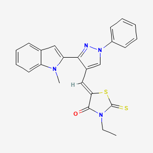 3-ethyl-5-{[3-(1-methyl-1H-indol-2-yl)-1-phenyl-1H-pyrazol-4-yl]methylene}-2-thioxo-1,3-thiazolidin-4-one