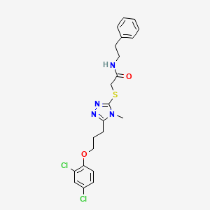 molecular formula C22H24Cl2N4O2S B4760671 2-({5-[3-(2,4-dichlorophenoxy)propyl]-4-methyl-4H-1,2,4-triazol-3-yl}thio)-N-(2-phenylethyl)acetamide 