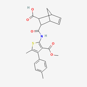 molecular formula C23H23NO5S B4760684 3-({[3-(methoxycarbonyl)-5-methyl-4-(4-methylphenyl)-2-thienyl]amino}carbonyl)bicyclo[2.2.1]hept-5-ene-2-carboxylic acid 