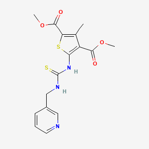 molecular formula C16H17N3O4S2 B4760686 dimethyl 3-methyl-5-({[(3-pyridinylmethyl)amino]carbonothioyl}amino)-2,4-thiophenedicarboxylate 