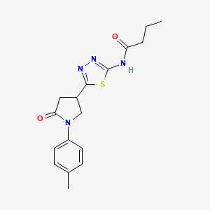 molecular formula C17H20N4O2S B4760693 N-{5-[1-(4-methylphenyl)-5-oxo-3-pyrrolidinyl]-1,3,4-thiadiazol-2-yl}butanamide 