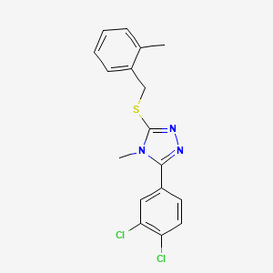 molecular formula C17H15Cl2N3S B4760699 3-(3,4-dichlorophenyl)-4-methyl-5-[(2-methylbenzyl)thio]-4H-1,2,4-triazole 