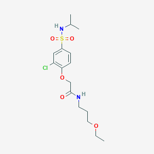 molecular formula C16H25ClN2O5S B4760744 2-{2-chloro-4-[(isopropylamino)sulfonyl]phenoxy}-N-(3-ethoxypropyl)acetamide 