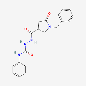 molecular formula C19H20N4O3 B4760751 2-[(1-benzyl-5-oxo-3-pyrrolidinyl)carbonyl]-N-phenylhydrazinecarboxamide 