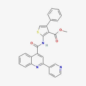 molecular formula C27H19N3O3S B4760755 methyl 4-phenyl-2-({[2-(3-pyridinyl)-4-quinolinyl]carbonyl}amino)-3-thiophenecarboxylate 