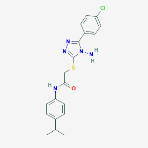 molecular formula C19H20ClN5OS B476076 2-((4-amino-5-(4-chlorophenyl)-4H-1,2,4-triazol-3-yl)thio)-N-(4-isopropylphenyl)acetamide CAS No. 694468-69-4