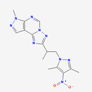 molecular formula C15H17N9O2 B4760770 2-[2-(3,5-dimethyl-4-nitro-1H-pyrazol-1-yl)-1-methylethyl]-7-methyl-7H-pyrazolo[4,3-e][1,2,4]triazolo[1,5-c]pyrimidine 