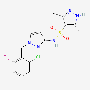 molecular formula C15H15ClFN5O2S B4760816 N-[1-(2-chloro-6-fluorobenzyl)-1H-pyrazol-3-yl]-3,5-dimethyl-1H-pyrazole-4-sulfonamide 